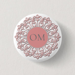 Badge Rond 2,50 Cm Mandala OM rose pastel