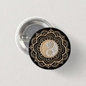 Badge Rond 2,50 Cm Mandala or et argent (Devant & derrière)