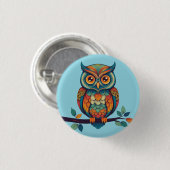 Badge Rond 2,50 Cm Mandala Owl (Devant & derrière)