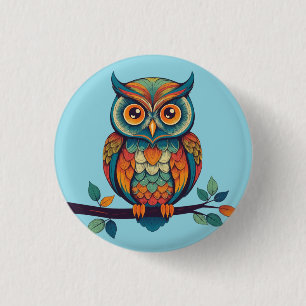 Badge Rond 2,50 Cm Mandala Owl