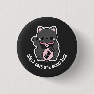 Badge Rond 2,50 Cm Maneki Neko noir