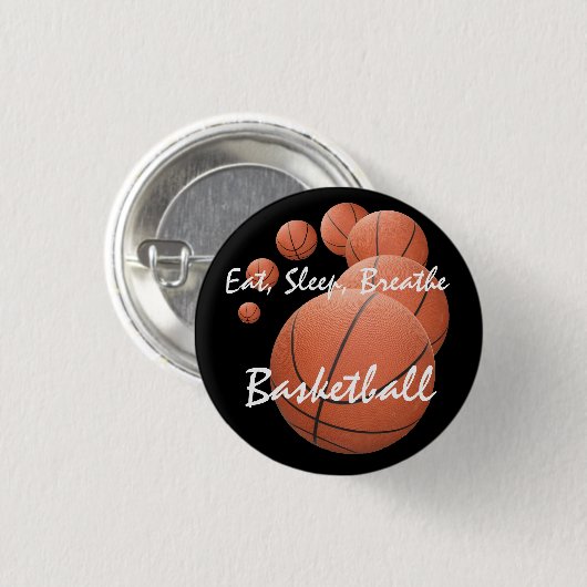 Badge Rond 2,50 Cm "Mange, dors, respire le basket-ball" (Devant & derrière)