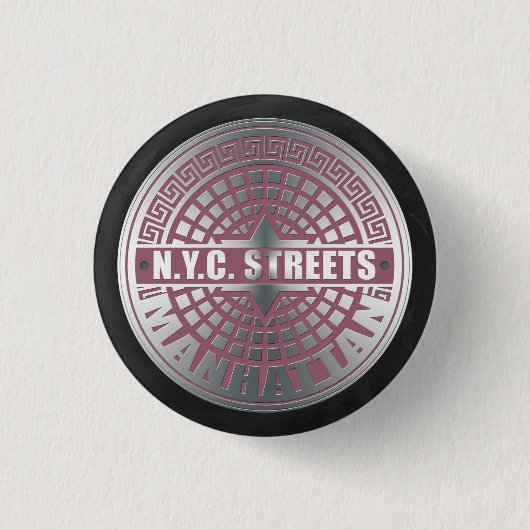 Badge Rond 2,50 Cm Manhole Covers Manhattan (Devant)