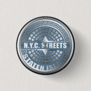 Badge Rond 2,50 Cm Manhole Staten Island Blue