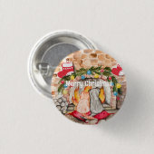 Badge Rond 2,50 Cm Manoir de Noël confortable avec chien et chat (Devant & derrière)