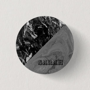 Badge Rond 2,50 Cm Marble noir