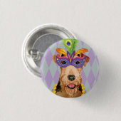 Badge Rond 2,50 Cm Mardi Gras Airedale (Devant & derrière)