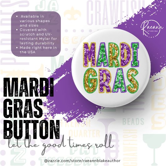 Badge Rond 2,50 Cm Mardi Gras Design Button