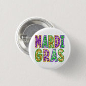 Badge Rond 2,50 Cm Mardi Gras Design Button (Devant & derrière)