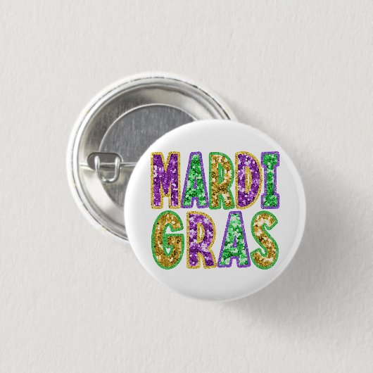 Badge Rond 2,50 Cm Mardi Gras Design Button (Devant & derrière)