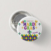 Badge Rond 2,50 Cm Mardi Gras Fleur de Lis motif (Devant & derrière)
