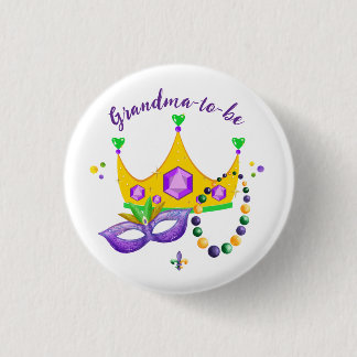 Badge Rond 2,50 Cm Mardi Gras Grandma-to-be