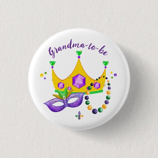 Badge Rond 2,50 Cm Mardi Gras Grandma-to-be (Devant)