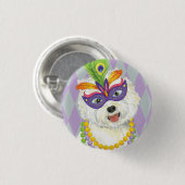 Badge Rond 2,50 Cm Mardi Gras Westie (Devant & derrière)