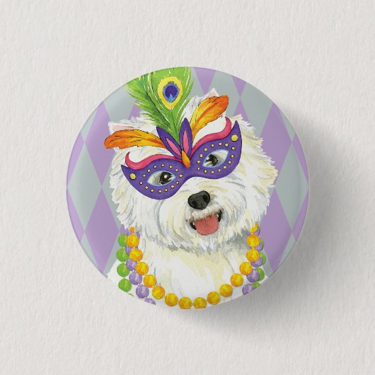 Badge Rond 2,50 Cm Mardi Gras Westie (Devant)