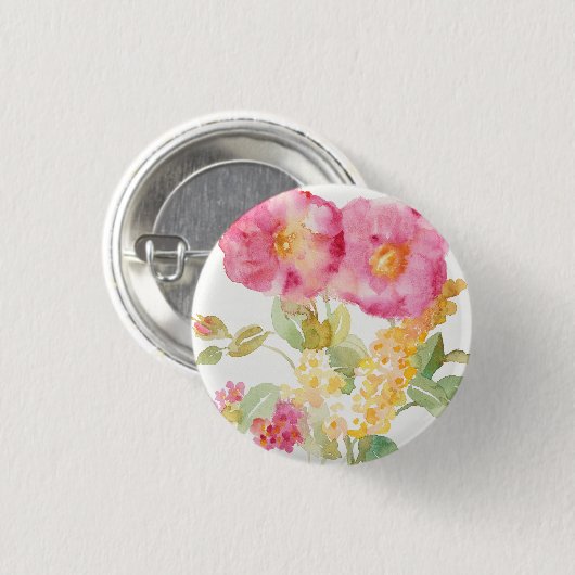 Badge Rond 2,50 Cm Marguerite blanche sur le bleu (Devant & derrière)