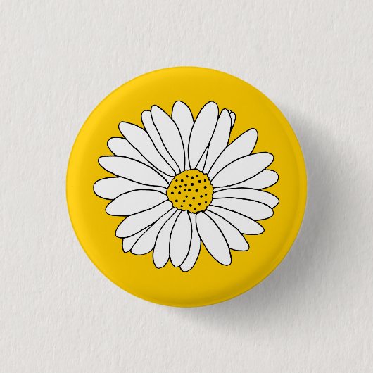 Badge Rond 2,50 Cm Marguerite jaune blanc (Devant)