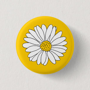 Badge Rond 2,50 Cm Marguerite jaune blanc