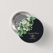 Badge Rond 2,50 Cm Mariage aux fleurs blanches (Devant & derrière)
