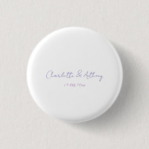 Badge Rond 2,50 Cm Mariage Calligraphie Élégante Noms & Date Créatifs