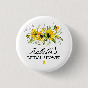 Badge Rond 2,50 Cm Mariage Champêtre Jaune Tournesol