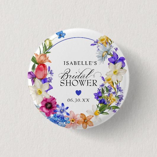 Badge Rond 2,50 Cm Mariage champêtre Purple Blue Red (Devant)