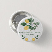 Badge Rond 2,50 Cm Mariage citron sicilien aquarelle (Devant & derrière)