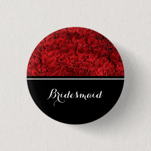 Badge Rond 2,50 Cm Mariage de Bridesmaid Red Roses