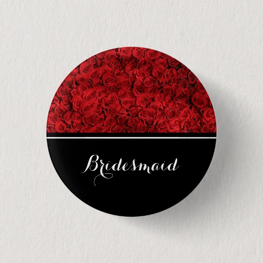 Badge Rond 2,50 Cm Mariage de Bridesmaid Red Roses (Devant)