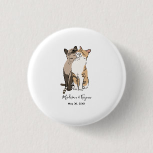 Badge Rond 2,50 Cm Mariage de Chats Mignons