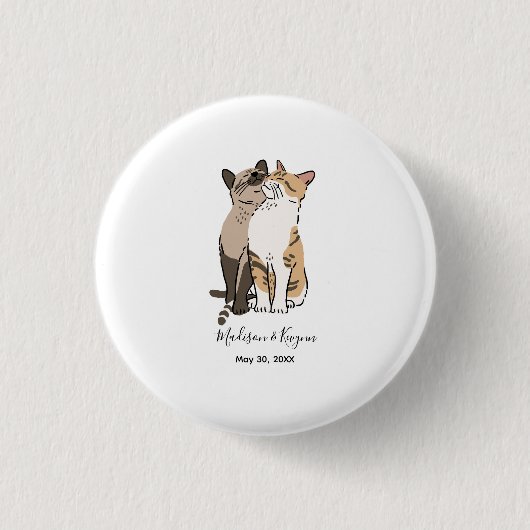 Badge Rond 2,50 Cm Mariage de Chats Mignons (Devant)