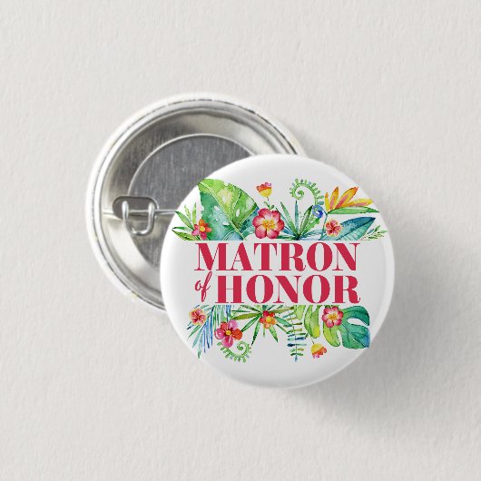 Badge Rond 2,50 Cm Mariage de destination tropicale Matron d'honneur (Devant & derrière)
