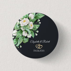 Badge Rond 2,50 Cm Mariage de fleurs blanches