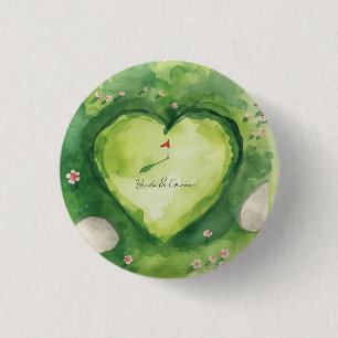 Badge Rond 2,50 Cm Mariage de golf terrain de golf en forme de cœur