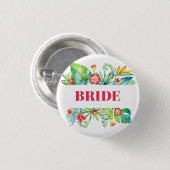 Badge Rond 2,50 Cm Mariage de Mariage Tropical Beach Destination (Devant & derrière)