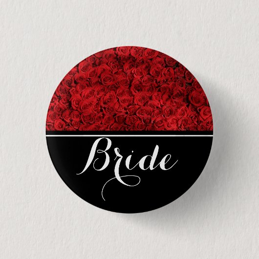 Badge Rond 2,50 Cm Mariage de mariée Red Roses (Devant)