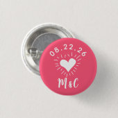 Badge Rond 2,50 Cm Mariage de monogramme cardiaque (Devant & derrière)