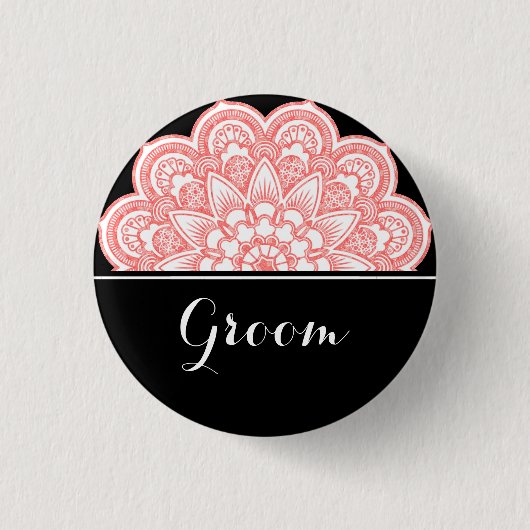 Badge Rond 2,50 Cm Mariage de salle Mandala Art (Devant)