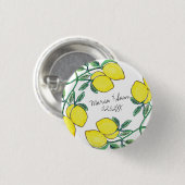 Badge Rond 2,50 Cm Mariage de script Citrus d'aquarelle (Devant & derrière)