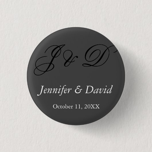 Badge Rond 2,50 Cm Mariage de script de calligraphie attrayant (Devant)