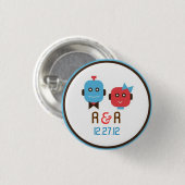 Badge Rond 2,50 Cm Mariage de thème Robot mignon (Devant & derrière)