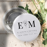 Badge Rond 2,50 Cm Mariage Élégant Chic Moderne Monogramme Foliage<br><div class="desc">Composé de simples lignes droites avec script cursif classique et typographie serif. Ces éléments sont simples,  intemporels et classiques. Il est conçu par White Paper Birch Co. exclusif pour Zazzle. Disponible ici : http://www.zazzle.com/store/whitepaperbirch</div>