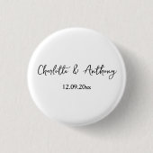 Badge Rond 2,50 Cm Mariage Élégant Script Creative Black White (Devant)