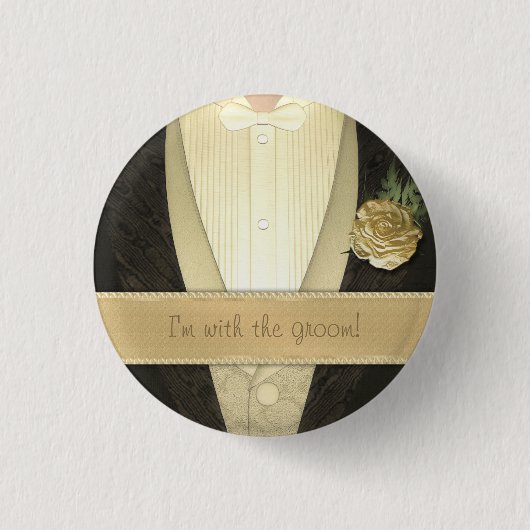 Badge Rond 2,50 Cm Mariage fait sur commande de smoking de mariés (Devant)