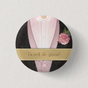 Badge Rond 2,50 Cm Mariage fait sur commande (rose) de smoking de