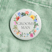 Badge Rond 2,50 Cm Mariage fleur sauvage Groomsman