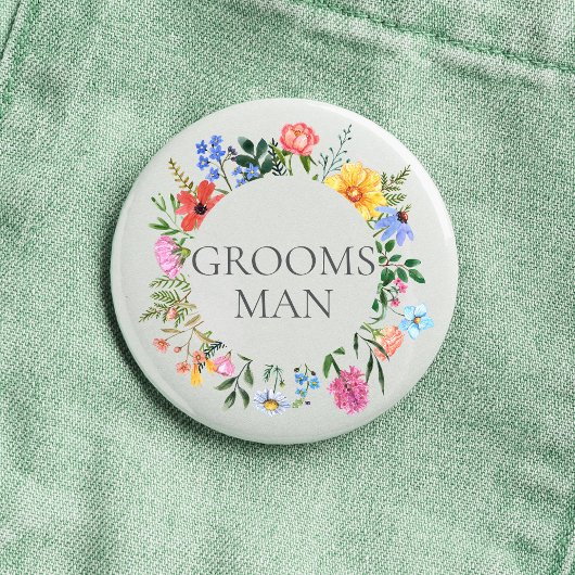 Badge Rond 2,50 Cm Mariage fleur sauvage Groomsman