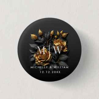 Badge Rond 2,50 Cm Mariage gothique Rose d'or noir