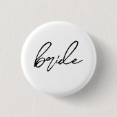 Badge Rond 2,50 Cm Mariage Moderne de la Mariée | Noir (Devant)