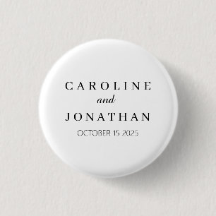 Badge Rond 2,50 Cm Mariage Moderne Élégant avec Nom Personnalisé